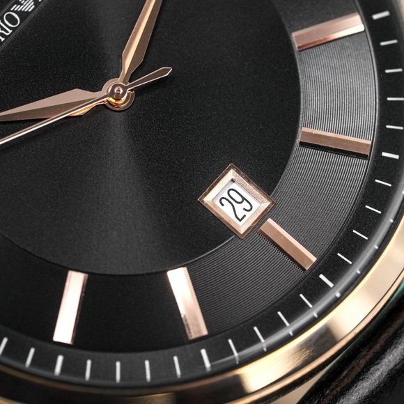 Emporio Armani Renato AR2425 43mm Large Black Dial Gold Tone Men's Watch - Picture 12 of 15